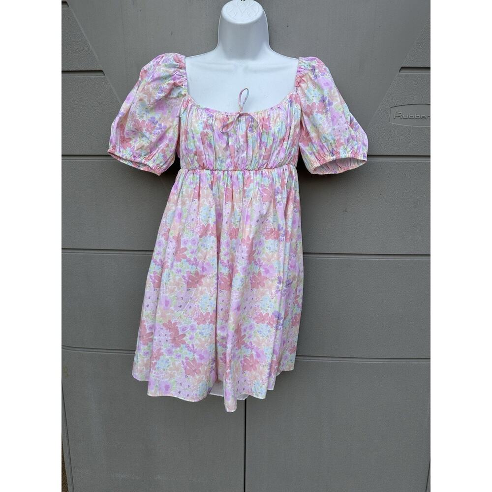 NEW For Love & Lemons Floral Dainty Mini Dress Babydoll Cottage-core Coquette M - Picture 8 of 16